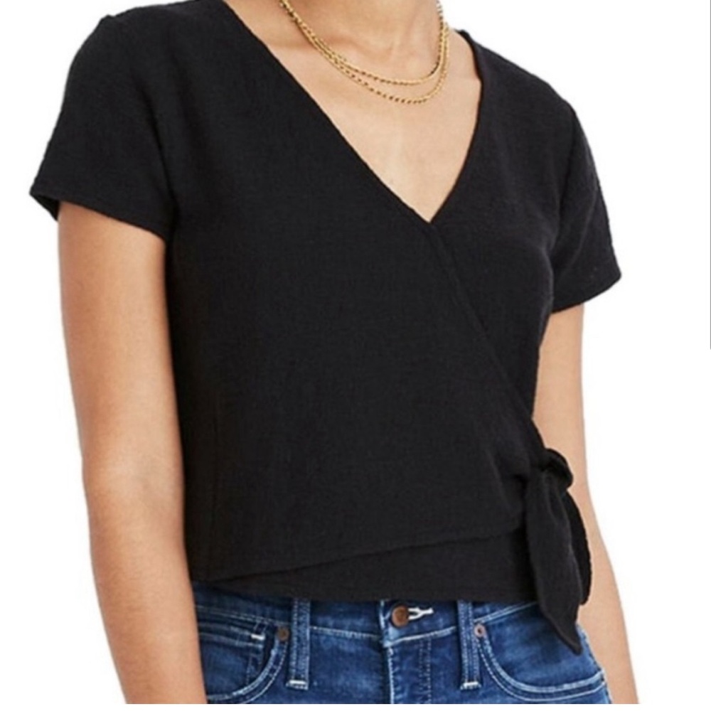 Texture & Thread Wrap-Tie Top